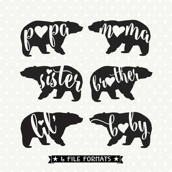 Bear Family cut files - Mama, Papa, Sister, Brother, Baby ...