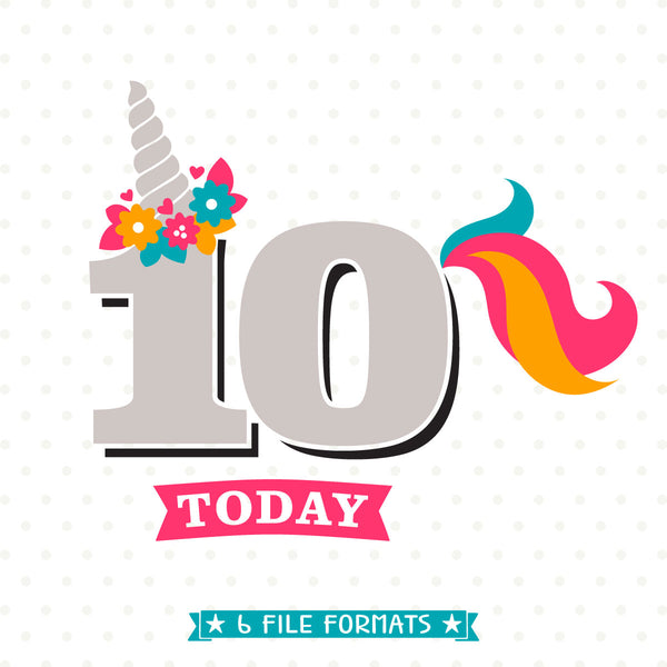 Unicorn Birthday SVG - 10th Birthday SVG - Birthday iron ...