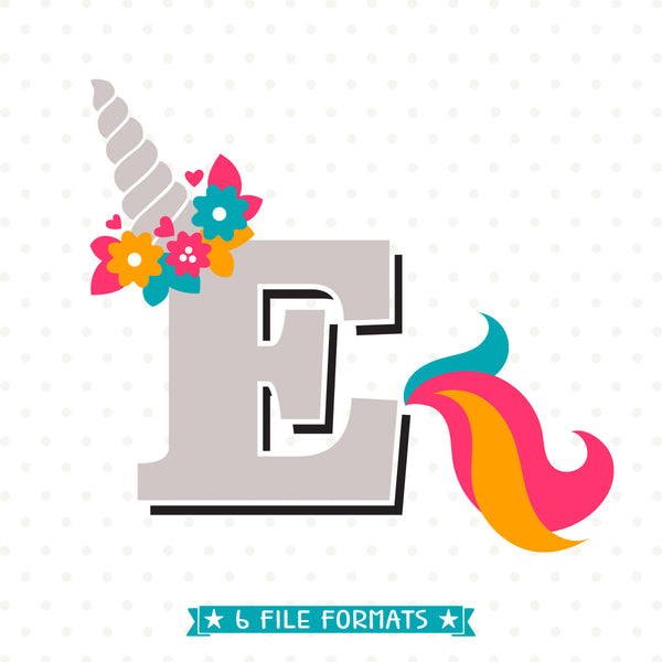 Download Letter E SVG file - Girls Monogram HTV - Unicorn Shirt ...