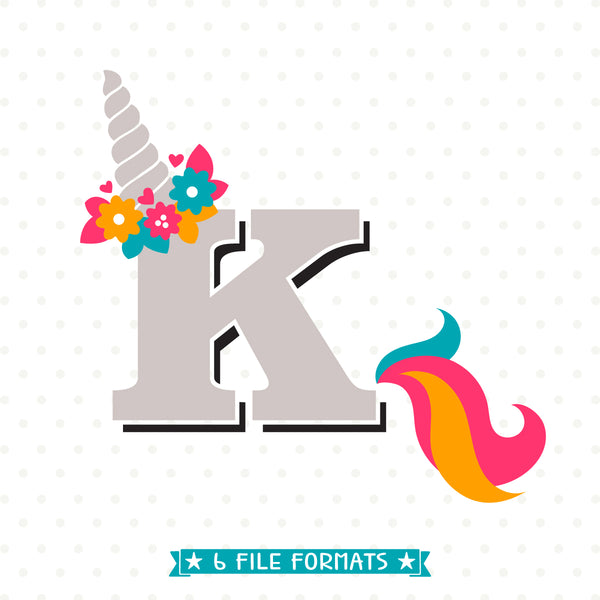 Download Letter K SVG - Unicorn Shirt iron on file - Girls Monogram ...