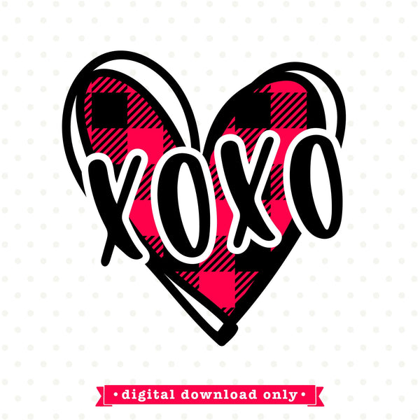 Download Buffalo Plaid Heart XOXO SVG | Valentines Day svg file ...