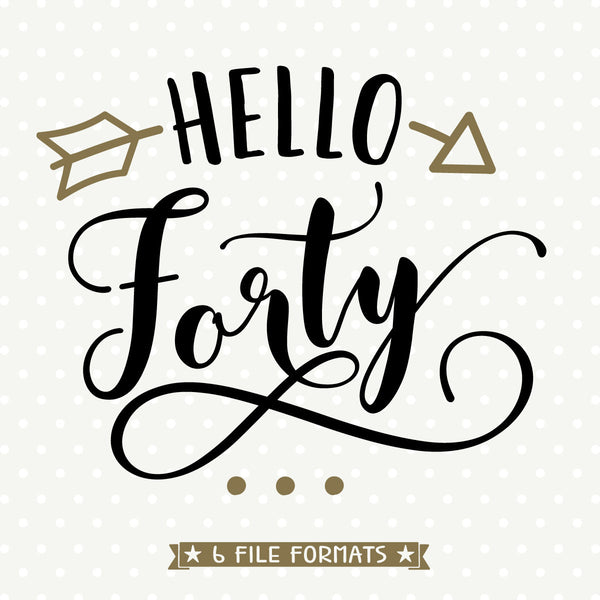 Download 40th Birthday SVG file - Hello Forty SVG - Womens Birthday cut file - Queen SVG Bee