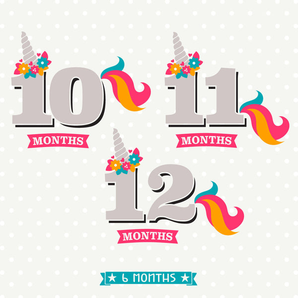 Download Monthly Baby Milestone SVG files for Girls - Unicorn ...