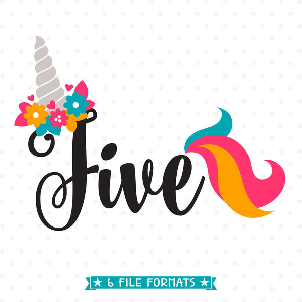 Download Girls 5th Birthday SVG - Unicorn Birthday SVG - Fifth ...