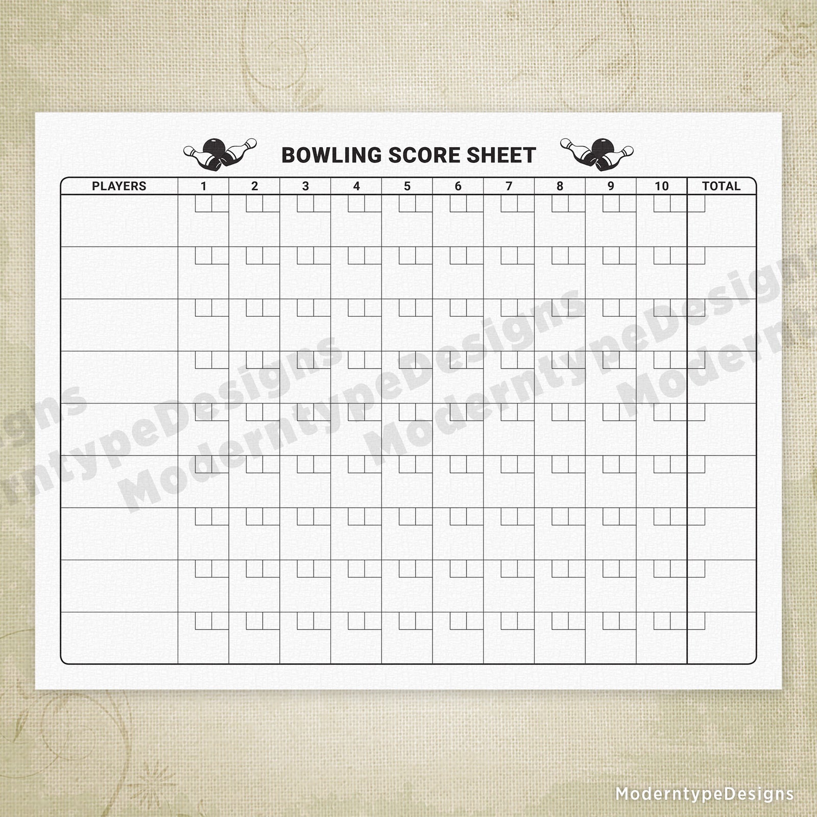 Bowling Scoring Sheet Printable Moderntype Designs 4912