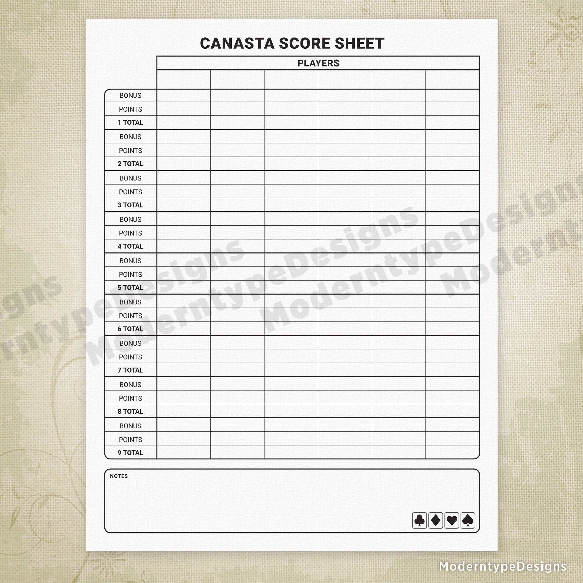 printable american canasta score sheet