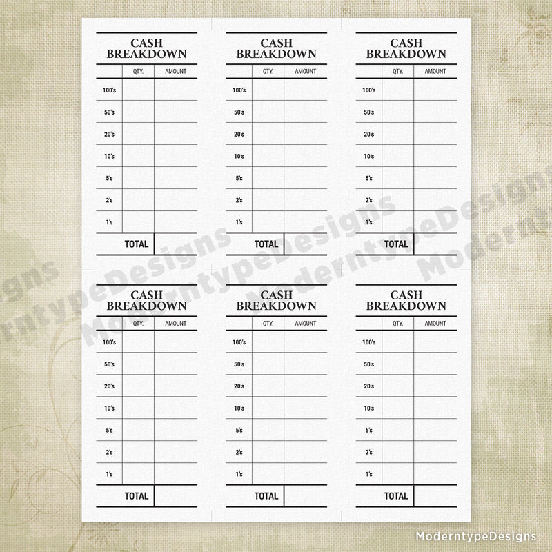 Free Printable Cash Breakdown Sheet Get Your Hands on Amazing Free