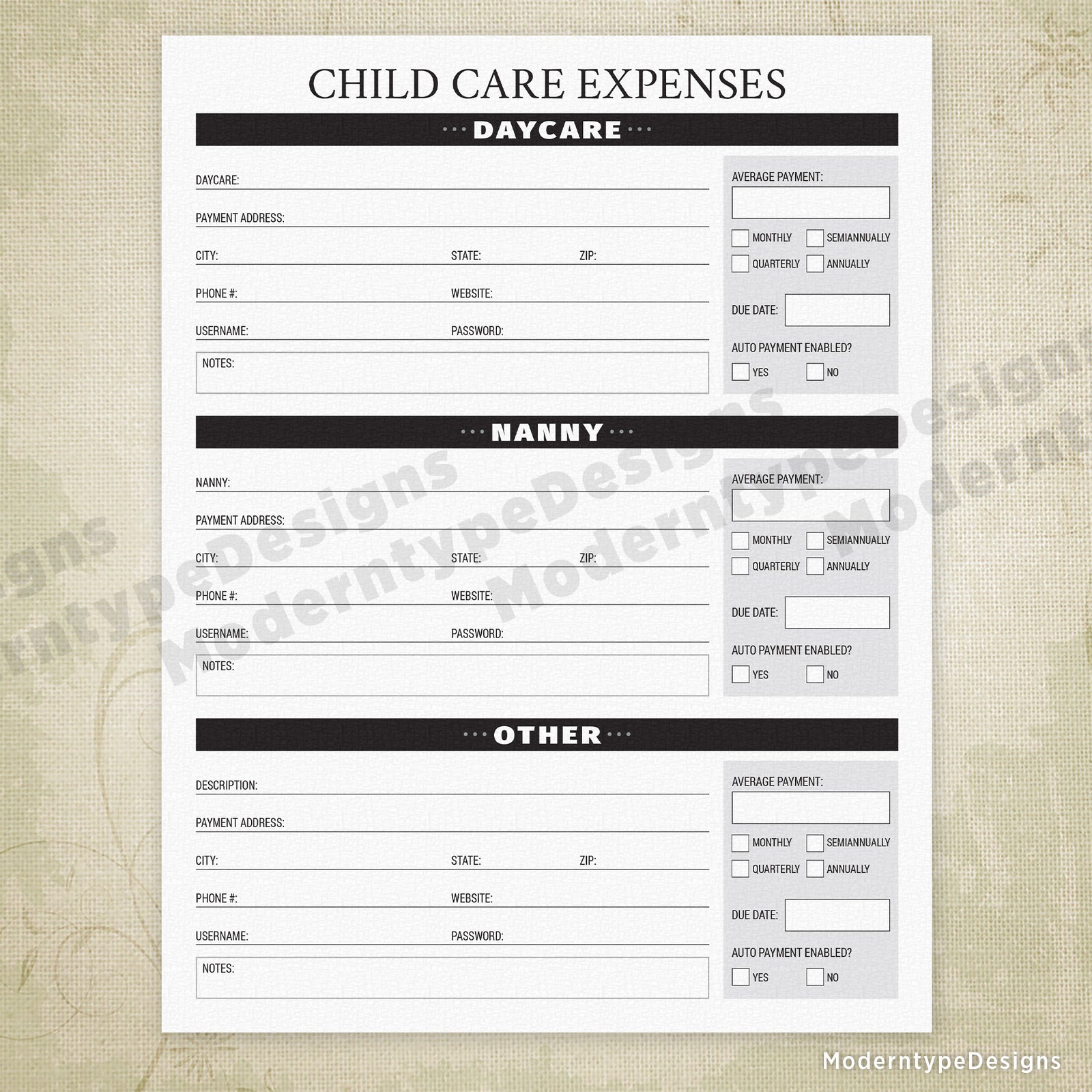 childcare expenses