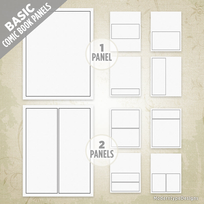 Basic & Complex Comic Book Panels Kit Printable