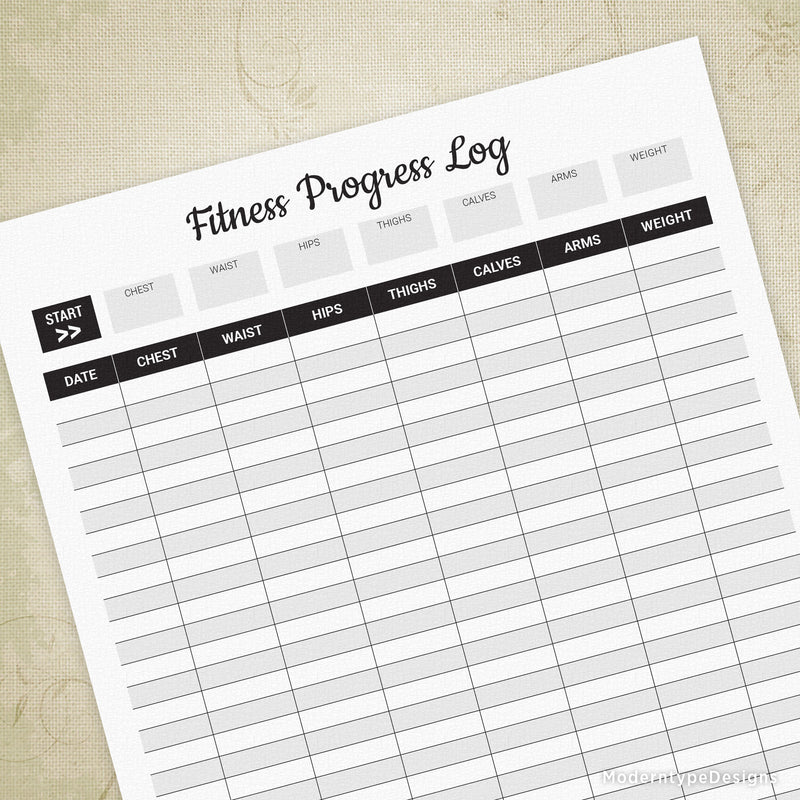 Fitness Progress Log Printable