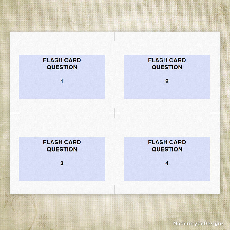 Flash Cards Printable Large (editable) 5.5 x 4.25