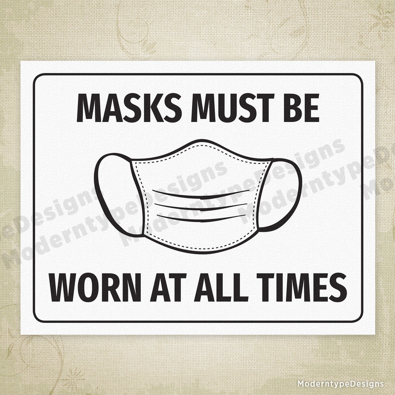 Masks Must Be Worn Sign Free Printable