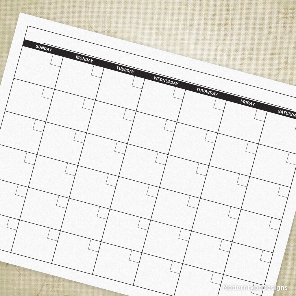 Blank Monthly Simple Calendar Printable