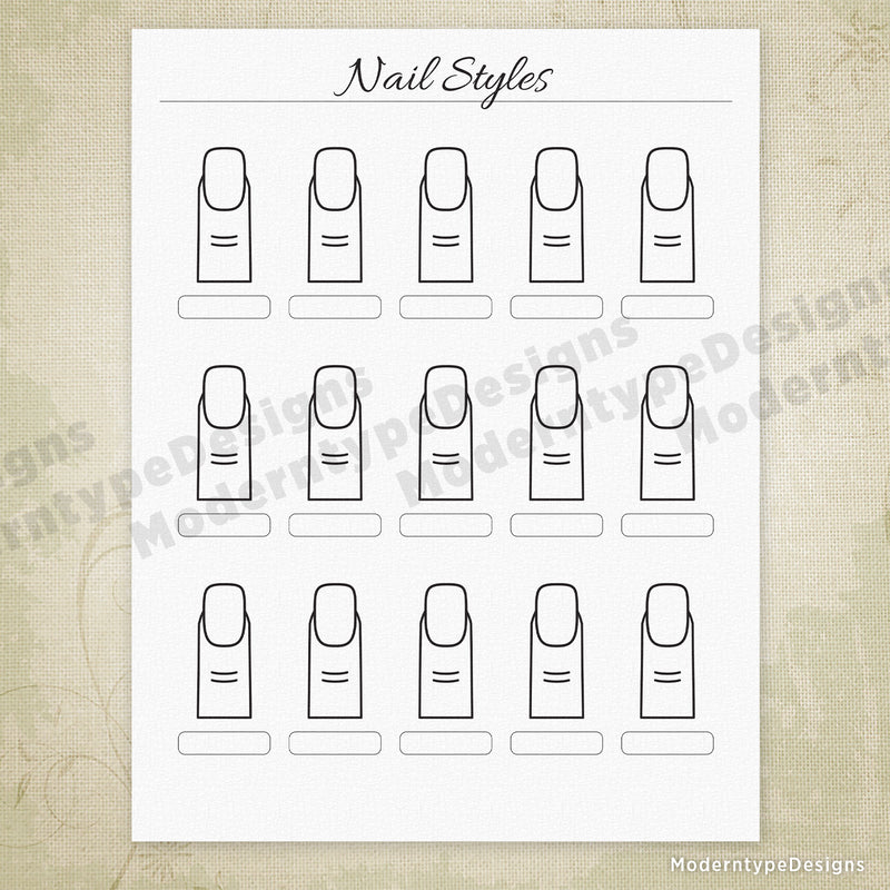 Nail Styles Drawing Printable