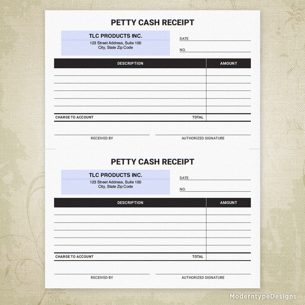 Petty Cash Receipt Printable (editable) for 5.5 x 8.5, Half Sheet