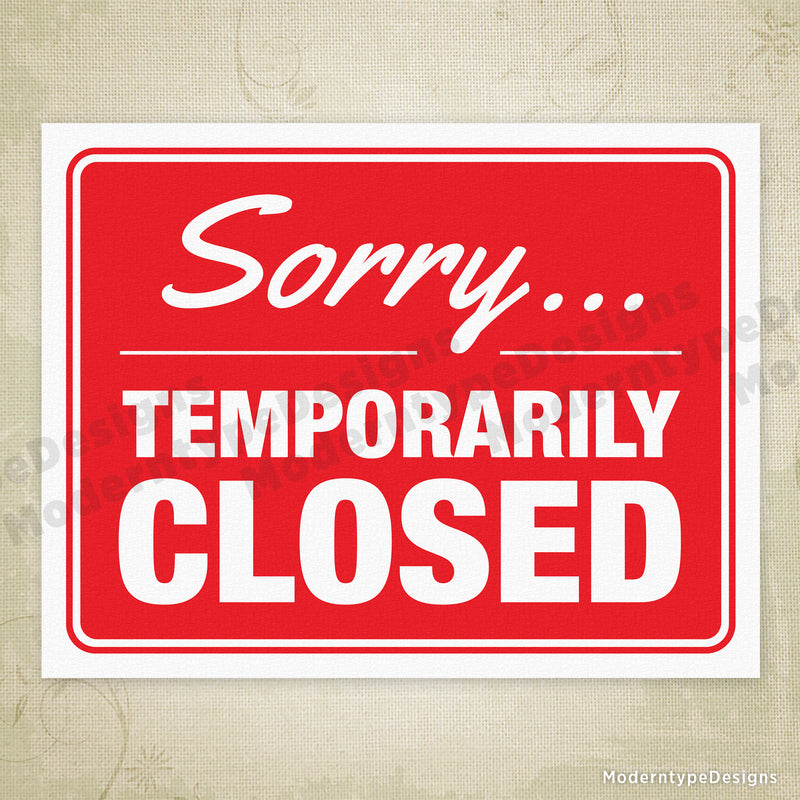 Temporarily Closed Sign Printable - Printable World Holiday