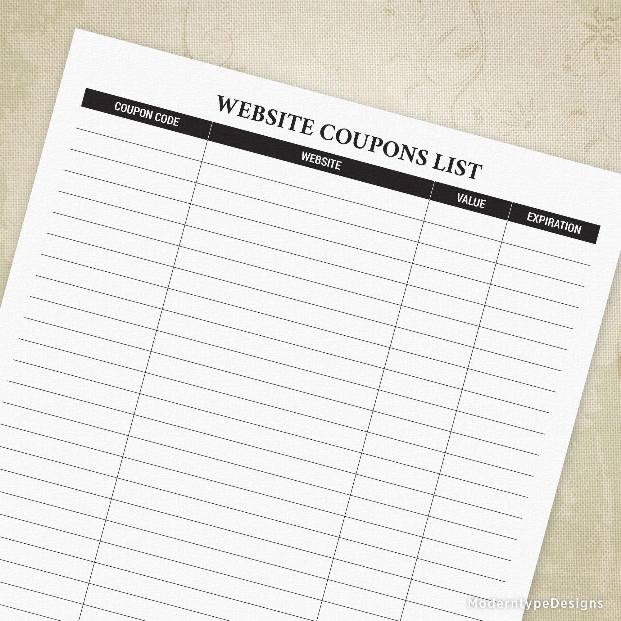 Discount Codes Tracker Printable Coupon Code Tracker Shop Discount Savings  Printable PDF A4 A5 Letter Half Letter (Download Now) 