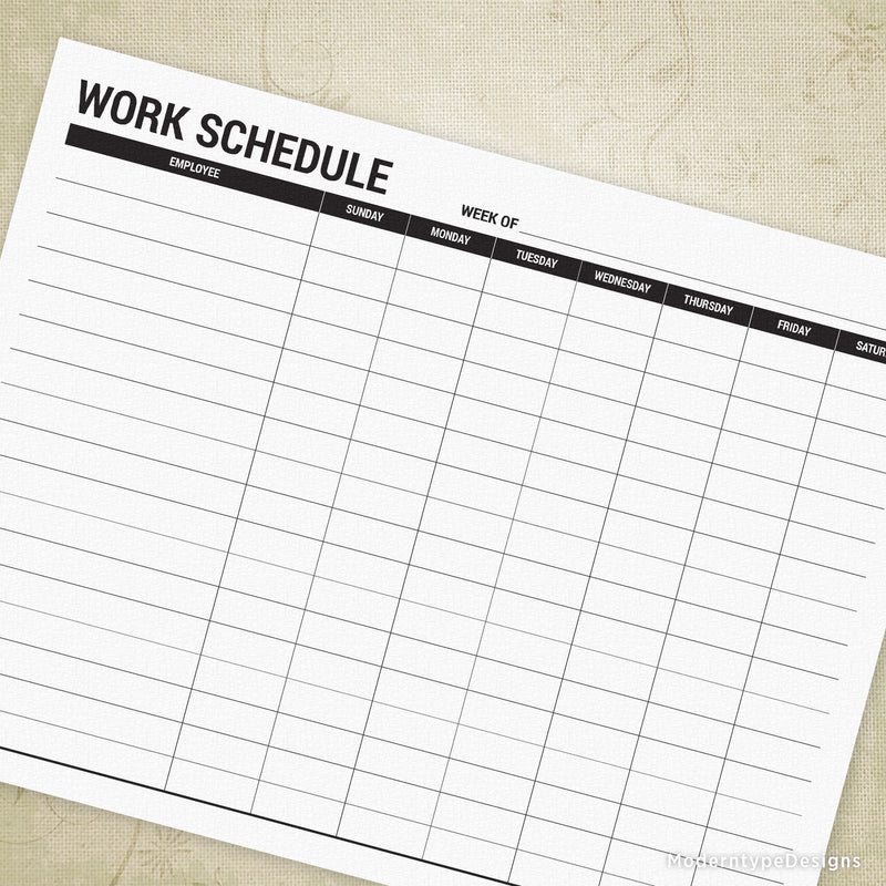 employee work schedule printable form 1