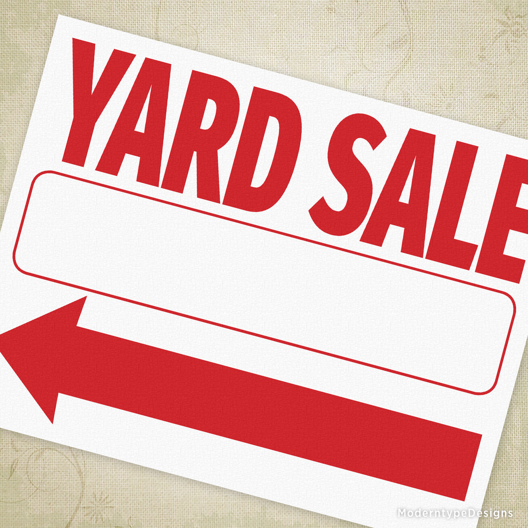 Yard Sale Flyer Printable Sign (Left & Right Arrows) | Moderntype Designs