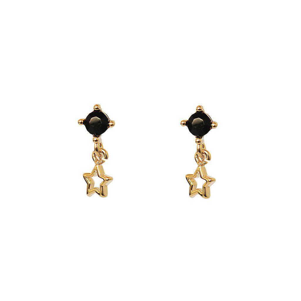 gold stud drop earrings