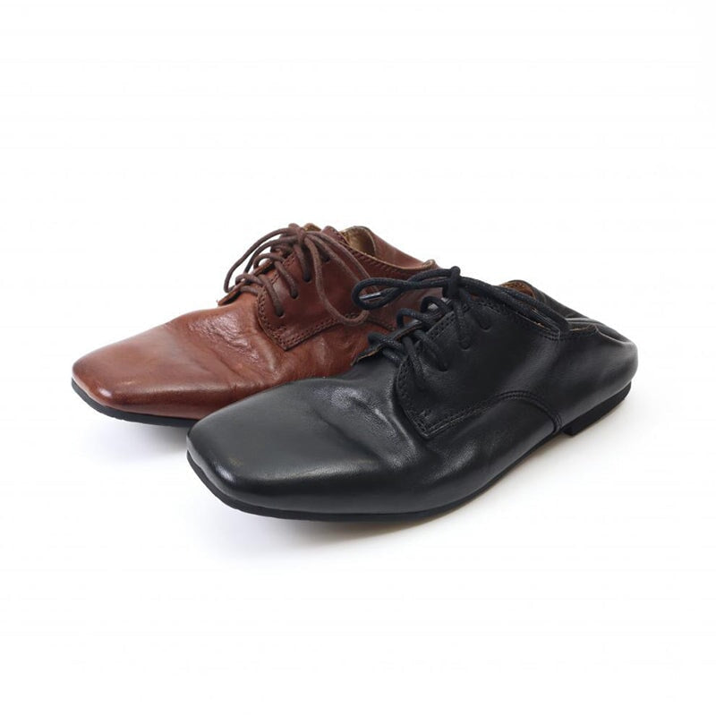 Women's Oxford Derby Shoes Soft Round Toe Lace Up Leather Shoes in Black/Brown/White