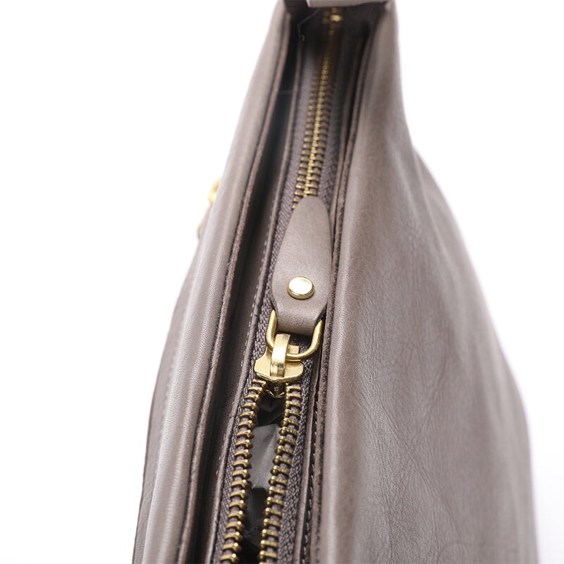 Simple Design Vegetable Tanned Leather Women's Underarm Bag