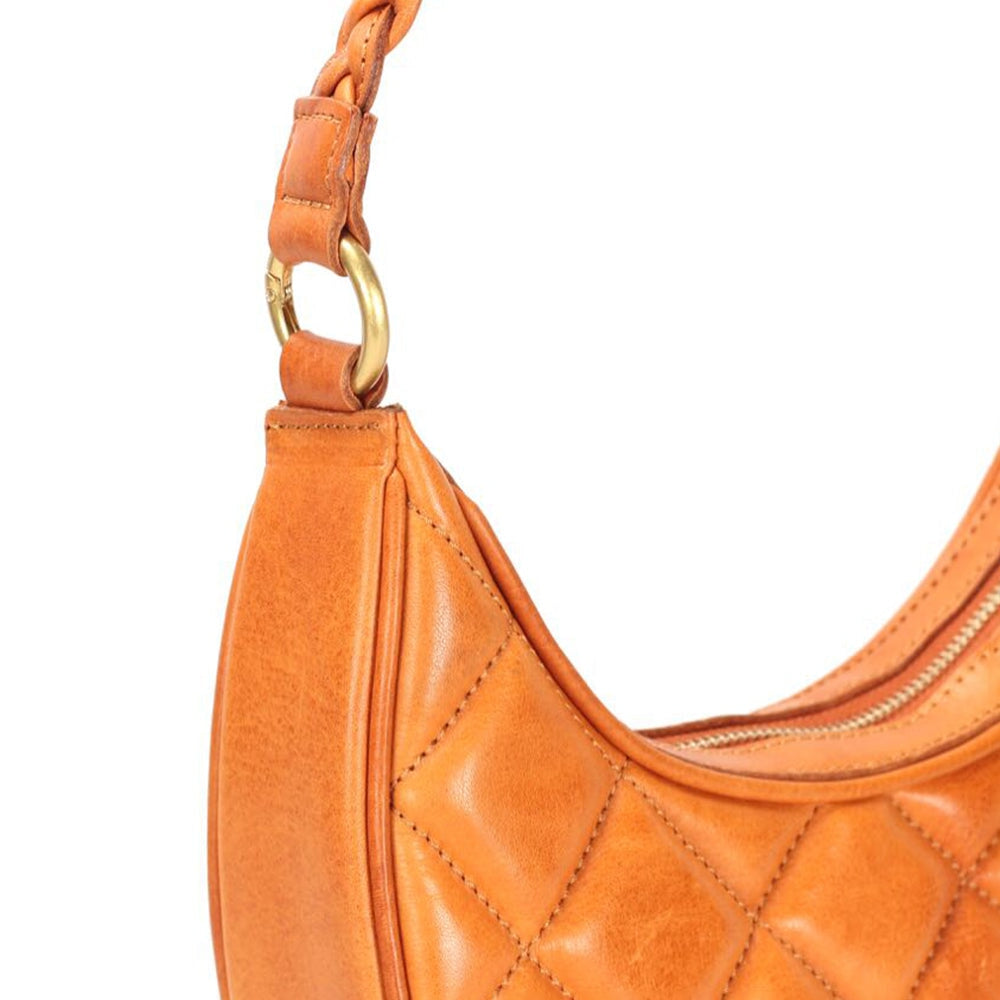 Lattice Design Vegetable Tanned Leather Women's Underarm Bag