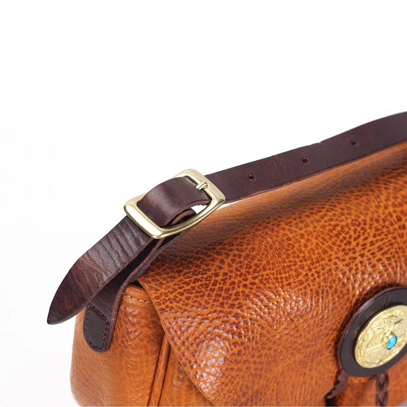 Vintage Design Dwarves Vegetable Tanned Leather Saddle Bag Ladies Crossbody Bags