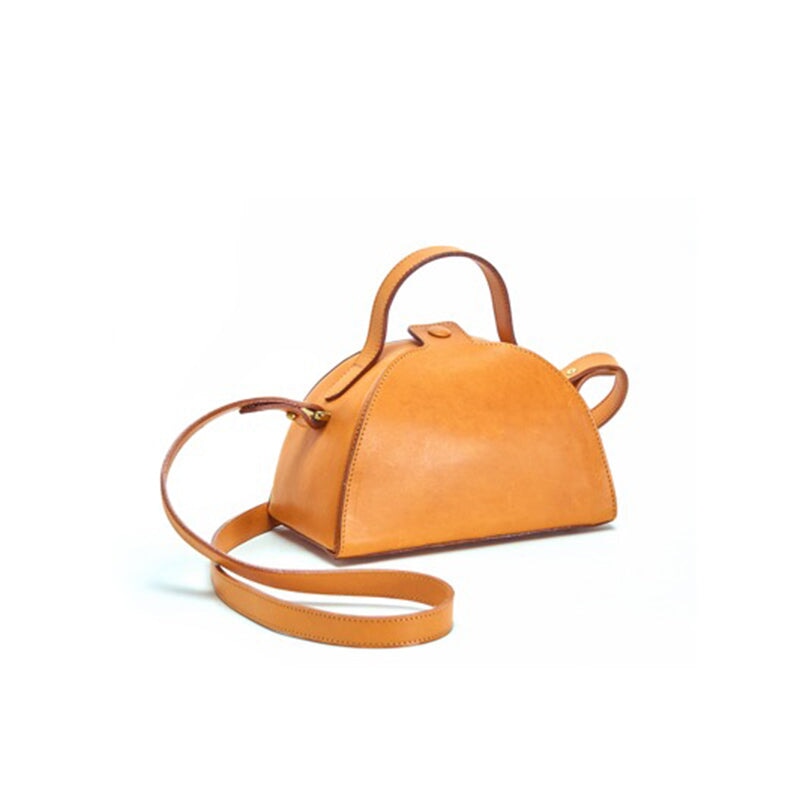 Fashion Retro Vegetable Tanned Cowhide Leather Crossbody Bag