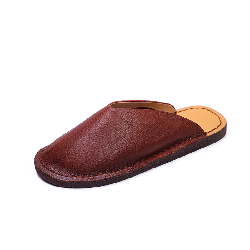 Leather Mules Summer Slippers Handmade Beige/Black/Brown/Red/Coffee