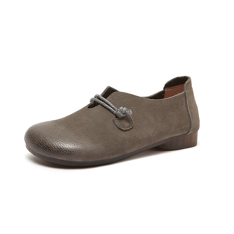 Handmade Retro Soft Leather Loafers in Khaki/Grey#N#– DwarvesShoes