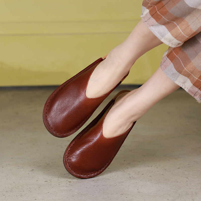 Leather Mules Summer Slippers Handmade Beige/Black/Brown/Red/Coffee