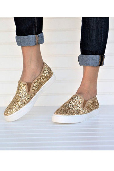 gold slip on tennis shoes online -