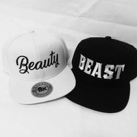 Beauty And Beast Snapback Hat Black And White Couple Set Wedding