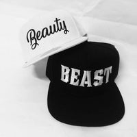 Beauty And Beast Snapback Hat Black And White Couple Set Wedding