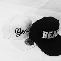 Beauty And Beast Snapback Hat Black And White Couple Set Wedding