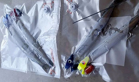 Store your head start rigged dead bait in plastic sealed bags to keep them fresh for your trip