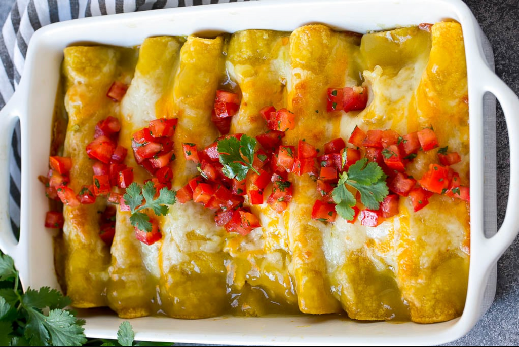 Chicken and green chiles enchiladas