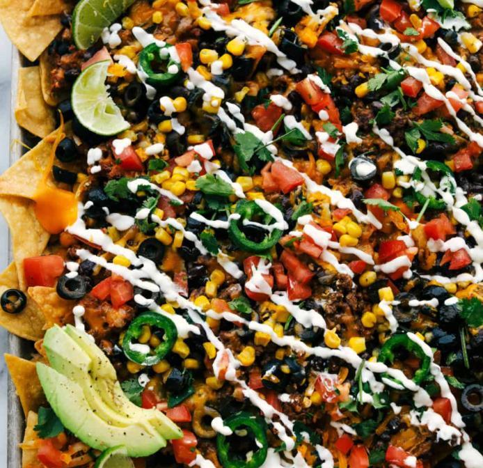 black bean sheet pan nachos