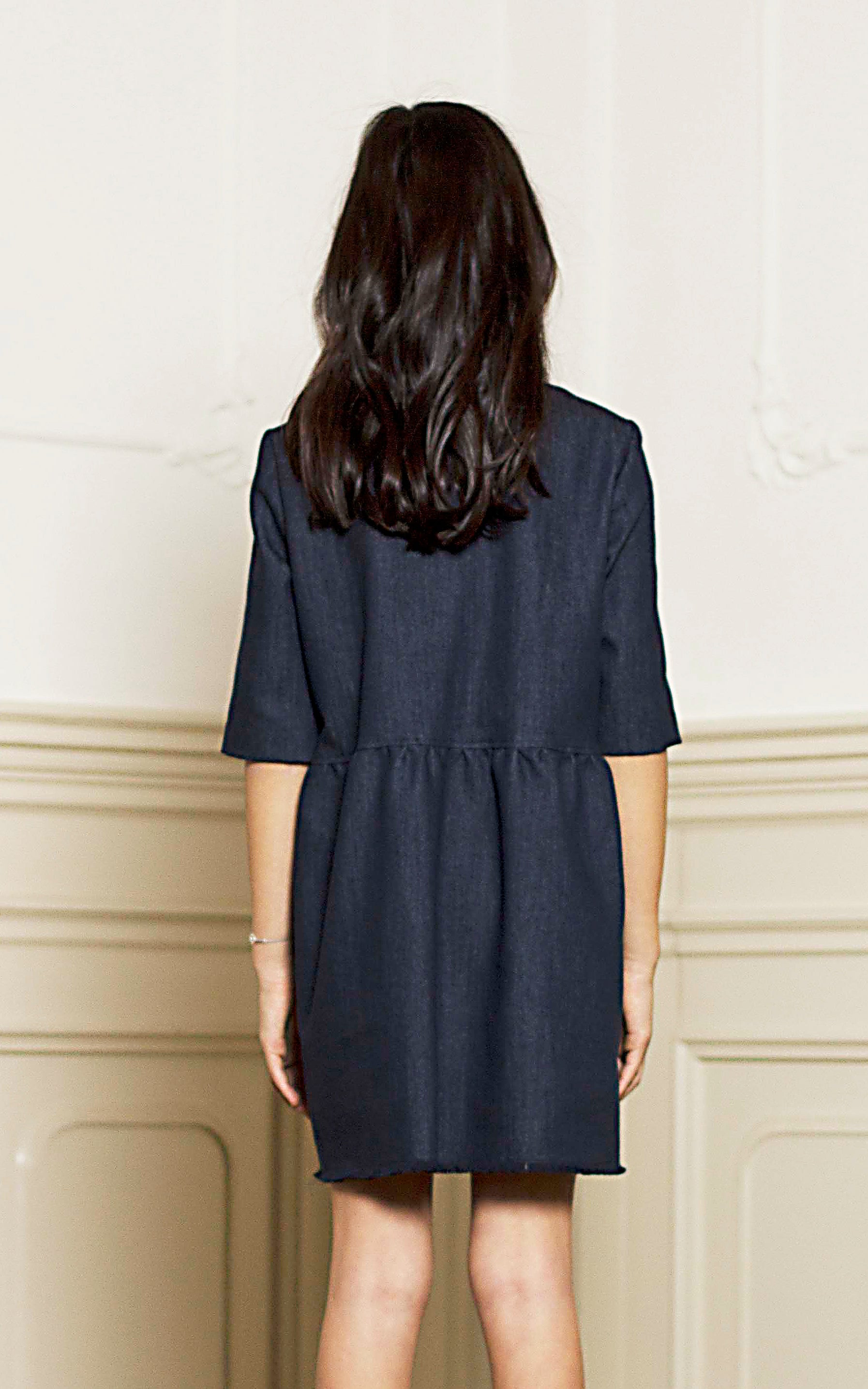 dark blue denim dress