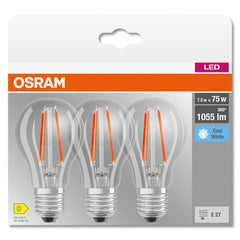 OSRAM LED BASE CLASSIC A lamp clear (ex 75W) 7.5W / 4000K cool white E27