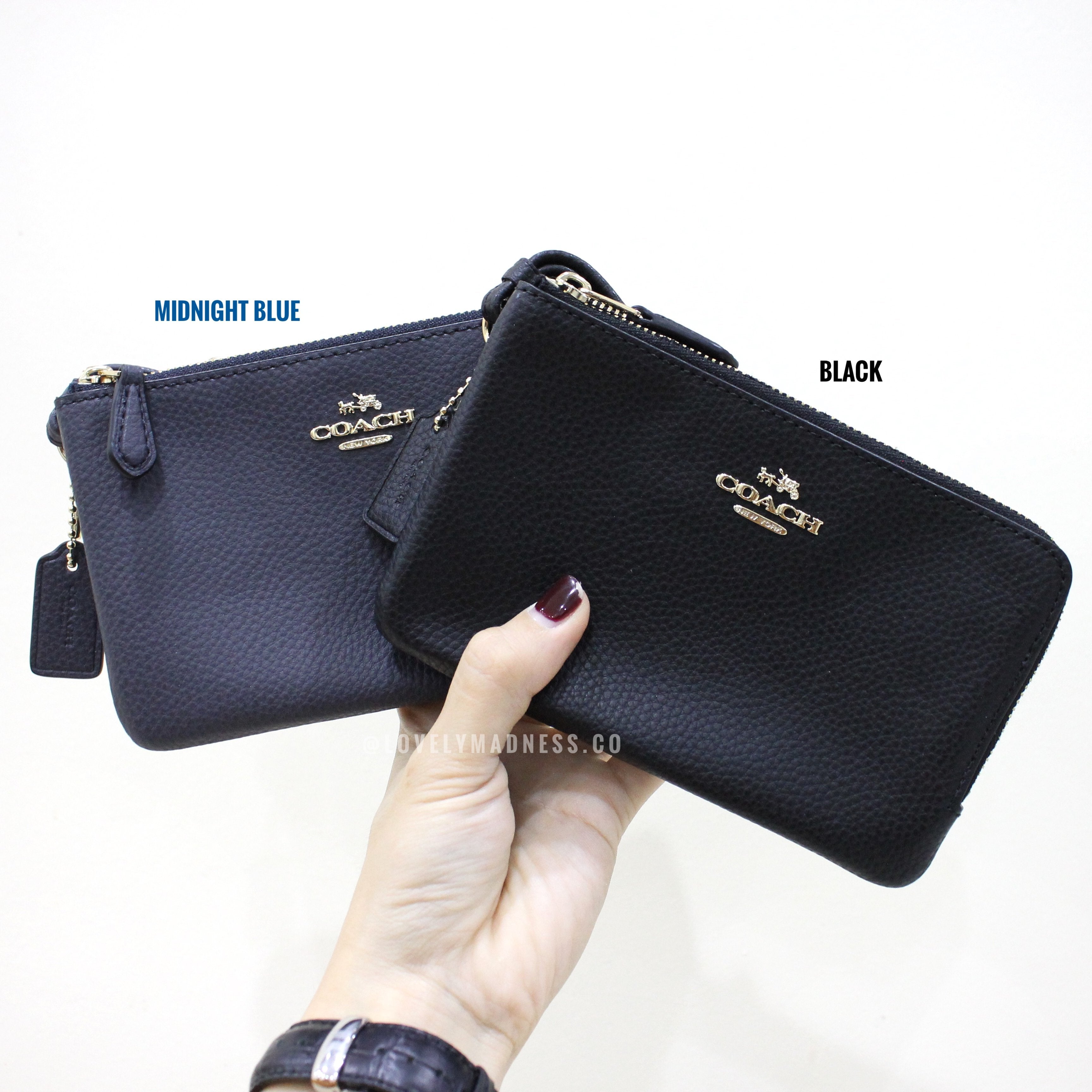COACH DOUBLE CORNER ZIP WALLET POLISHED PEBBLE LEATHER – LovelyMadness  Clothing Malaysia