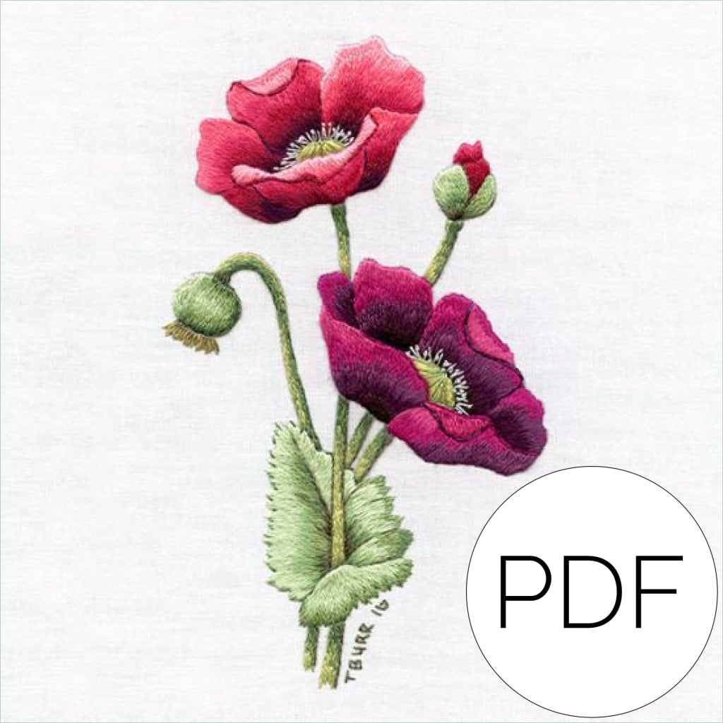 PDF DIGITAL Pattern Poppies Tee DIY Thread Unraveled Beginner Embroidery  Pattern Embroidered Shirt T-shirt 