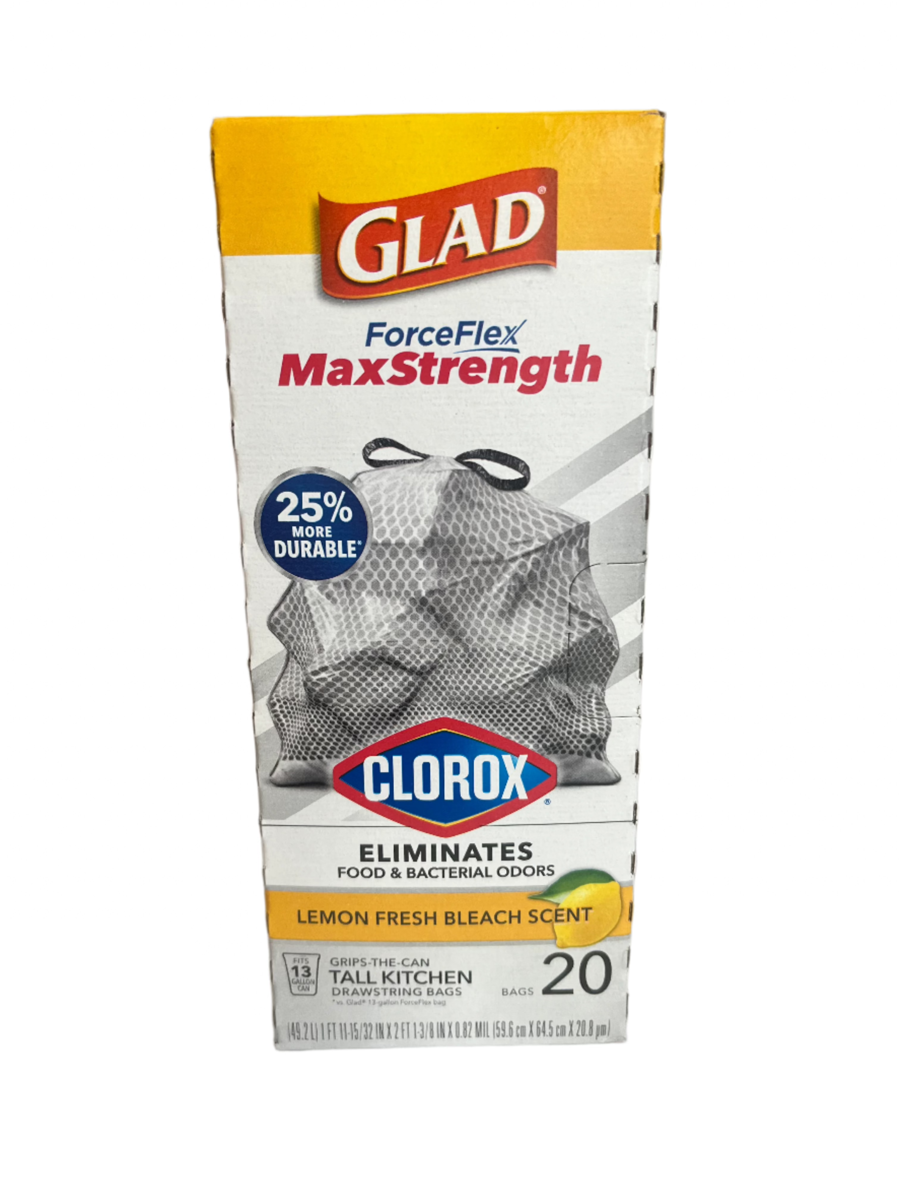 Glad Tall Kitchen Bags Drawstring 13gal 20ct Lemon