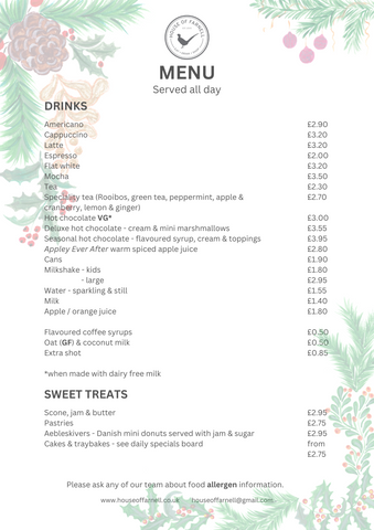 Drinks menu