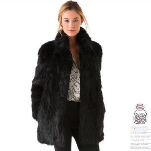 long black faux fur coat with hood