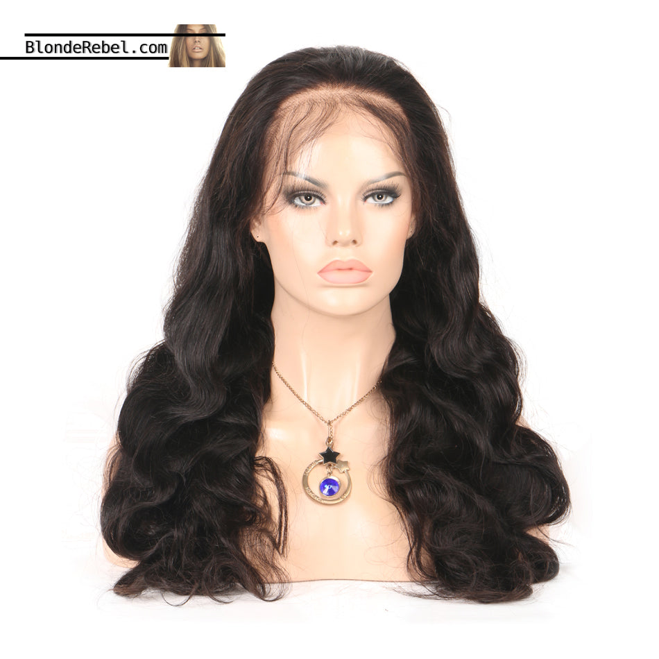 Callie Wavy Natural Black 100 Human Hair Lace Front Wig W 6