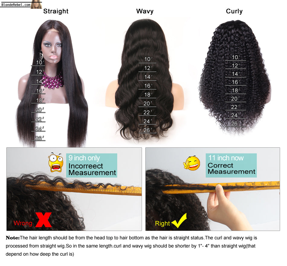 human hair inches