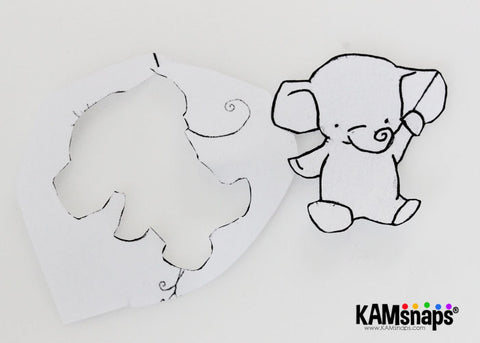 Handmade greeting card with KAM snap fasteners diy tutorial elephant holding balloons cut out