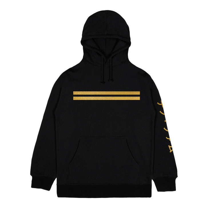 black and metallic gold hoodie